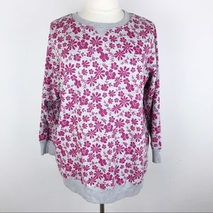 Woman Within Floral Pink Pullover Sweatshirt 1X